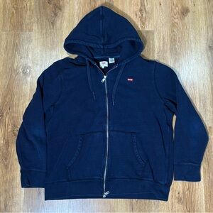 Vintage Levi's Navy Blue Full-Zip Hoodie Sweater
